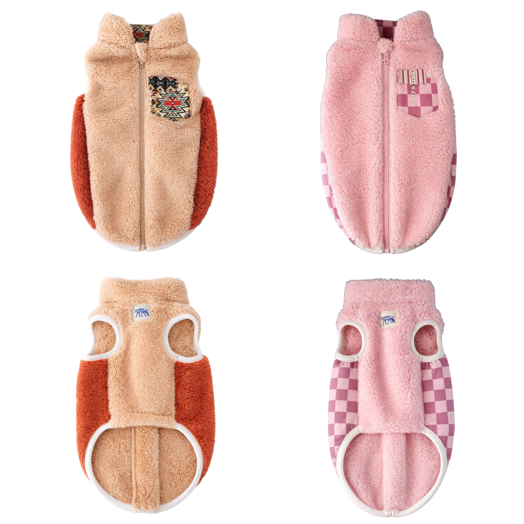 Sniff & Soul Sherpa Dog Jacket – Ultra Plush Fleece Winter Dog Coat with Back Zipper, Warm Colorblock Puppy Jacket for Small Medium Large Dogs