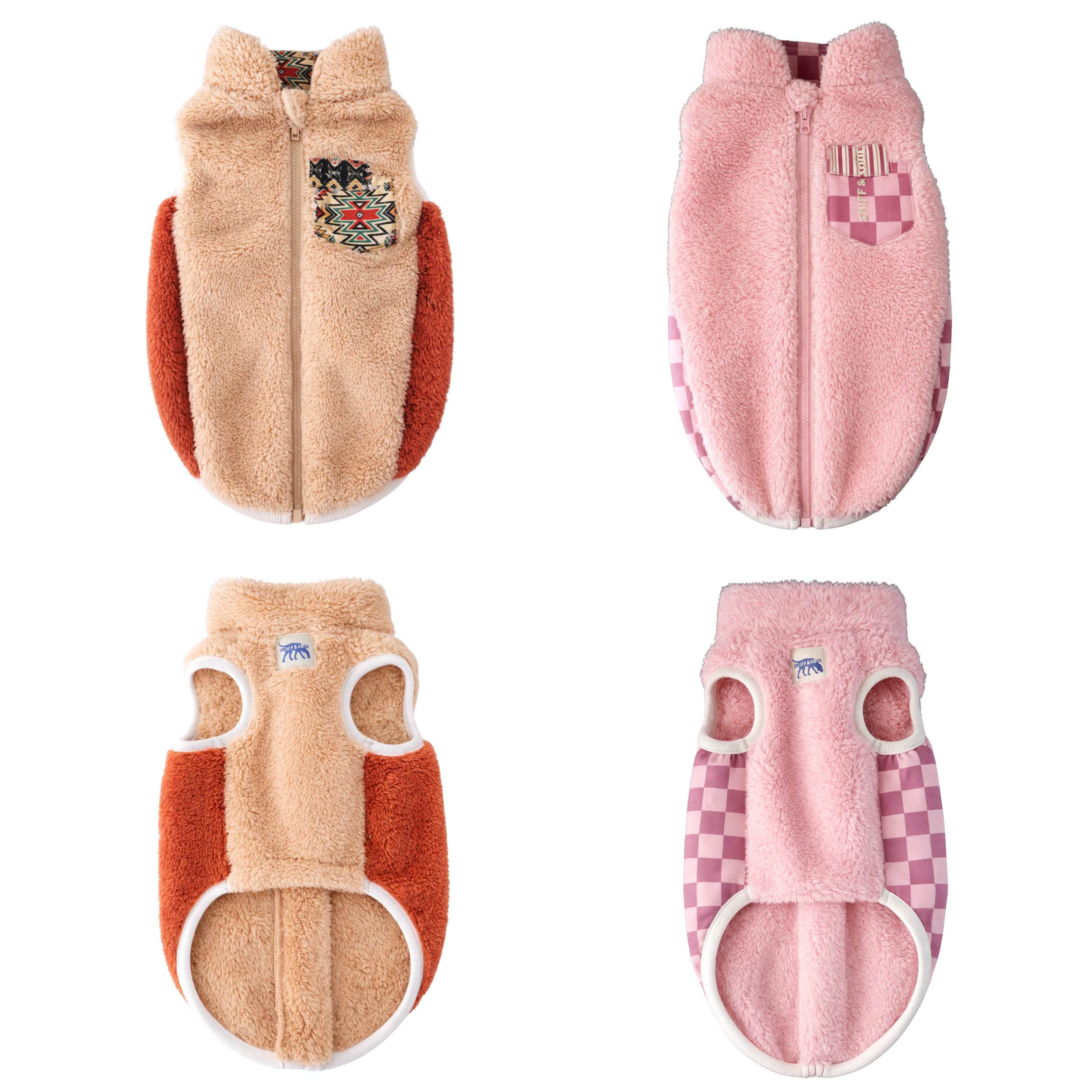 Sniff & Soul Sherpa Dog Jacket – Ultra Plush Fleece Winter Dog Coat with Back Zipper, Warm Colorblock Puppy Jacket for Small Medium Large Dogs