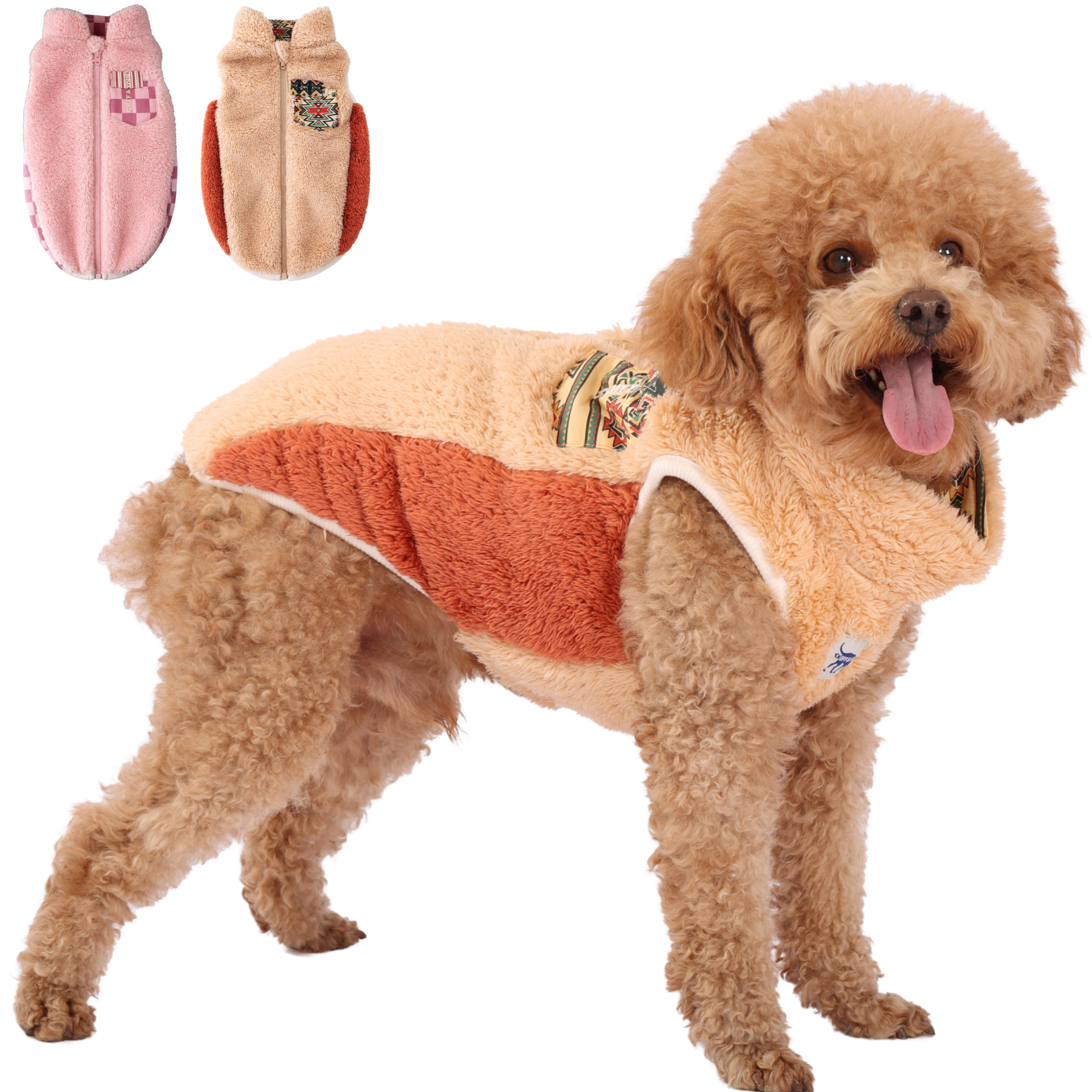 Sniff & Soul Sherpa Dog Jacket – Ultra Plush Fleece Winter Dog Coat with Back Zipper, Warm Colorblock Puppy Jacket for Small Medium Large Dogs