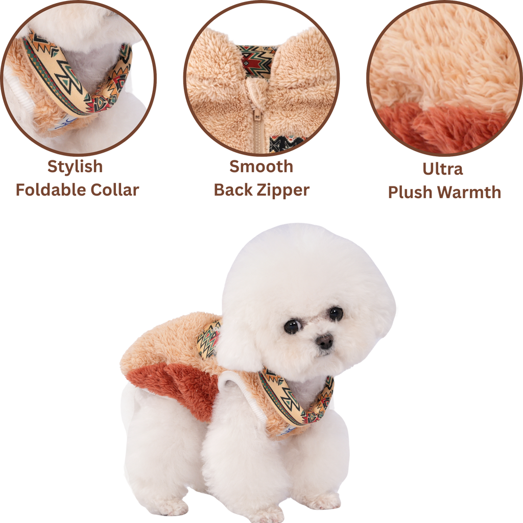 Sniff & Soul Sherpa Dog Jacket – Ultra Plush Fleece Winter Dog Coat with Back Zipper, Warm Colorblock Puppy Jacket for Small Medium Large Dogs