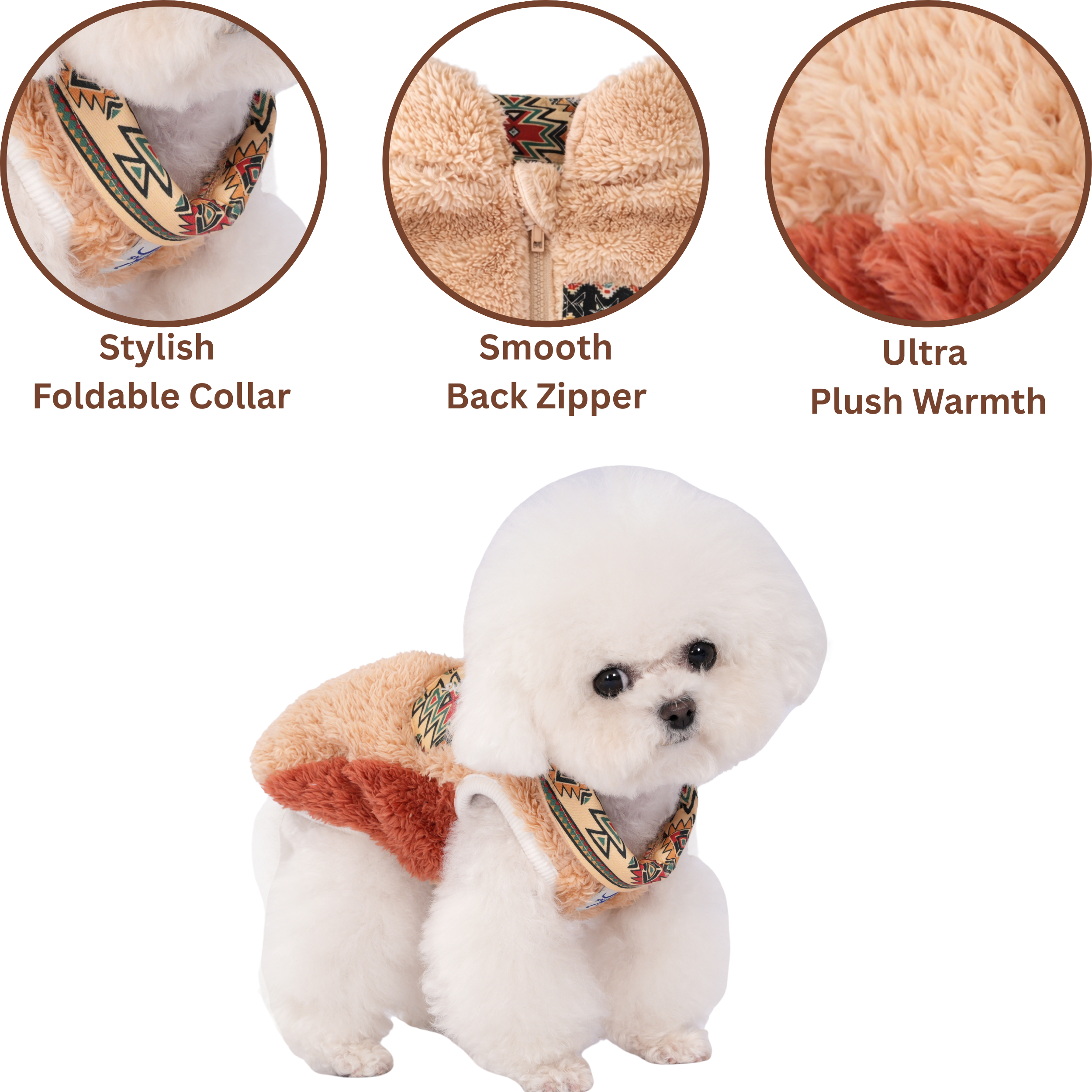 Sniff & Soul Sherpa Dog Jacket – Ultra Plush Fleece Winter Dog Coat with Back Zipper, Warm Colorblock Puppy Jacket for Small Medium Large Dogs
