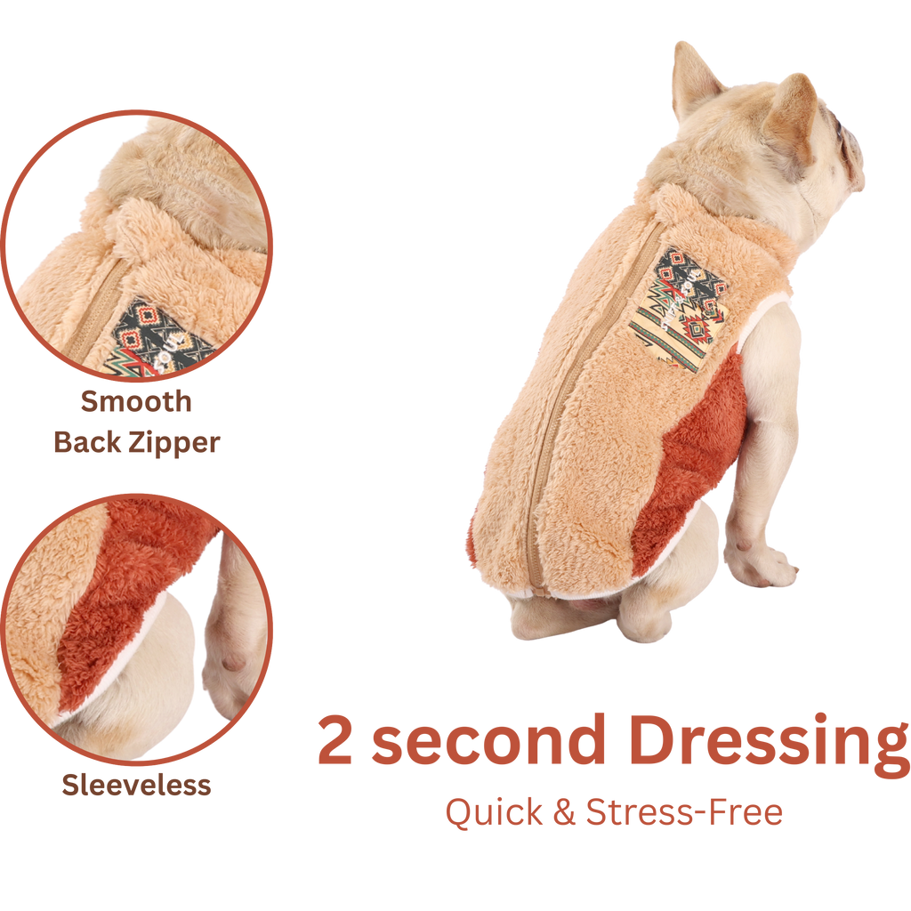 Sniff & Soul Sherpa Dog Jacket – Ultra Plush Fleece Winter Dog Coat with Back Zipper, Warm Colorblock Puppy Jacket for Small Medium Large Dogs